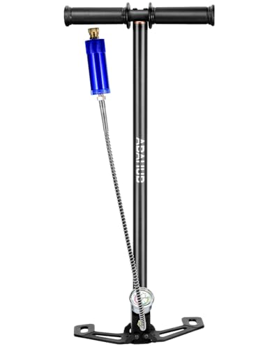 Abahub Hochdruck Handpumpe 3-stufige Luftgewehr PCP Pumpe, 6000 psi mit Manometer für Luftpistole Kajak SUP Bootsreifen Autoreifen Motorrädern