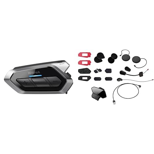 Sena 50R Auriculares Bluetooth para Motocicleta con Sonido por Harman Kardon, Sistema Intercomunicador de Malla Integrado (Dual) y Kit de Accesorios, Negro, Tamaño Único