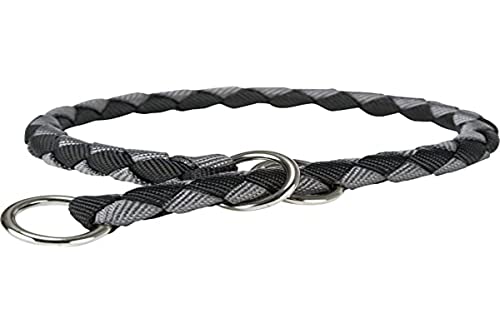Trixie Cavo Zug-Stopp Halsband Größe L: Halsumfang 47–55 cm/ø 18 mm in schwarz/Grafit - Hundehalsband aus Gurtband für große Hunde, rund geflochten, 144020