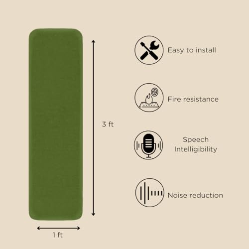 Image of Timber Acoustics Soundproofing Wooden Foam Panels, Acoustic Room Treatment (Set of 3) (1' x 3' x 1.5 inch) (Green)
