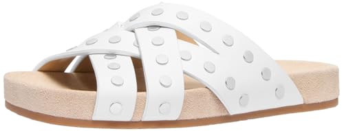 Michael Kors Women's Irene Flat Sandal, Optic White, 8.5