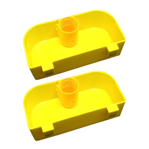 ABOOFAN Porte-Eau pour Perroquets 2pcs en Plastique Jaune Large Réservoir Pratique pour Cages à Oiseaux et Pigeons