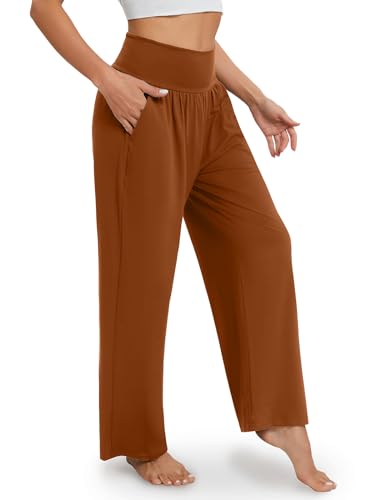 Image of Gracyoga Wide Leg Yoga Pants for Women Casual Loose Cozy Sweatpants High Waisted Lounge Pajama Flowy Pants With Pockets