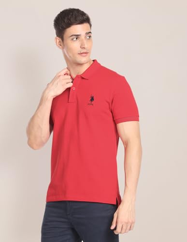 Image of U.S. POLO ASSN. Solid Slim Fit Polo T Shirts for Men - 100% Cotton, Half Sleeve Mens Tshirt