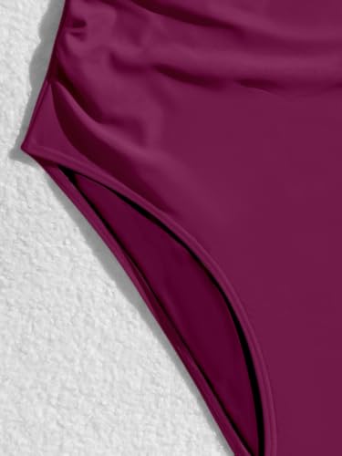 Image of Eomenie Womens Ruffled One Piece Swimsuit Slimming Tummy Control Bathing Suit V-Neck Cutout Swimwear for Resort Wear