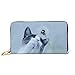 Produktbild JHGFG Mode Handtasche Reißverschluss Brieftasche Katze spielt Löwenzahn Telefon Kupplung Geldbörse Abendkupplung Blockieren Leder Brieftasche Multi Card Organizer