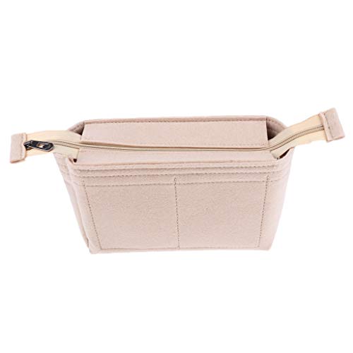 Homyl 2Pcs Sentiu Insert Organizer Bolsa Handbag Holder Multi Pocket Purse Cosmetic Zipper - Cáqui