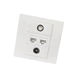 Cette plaque murale multimédia polyvalente à quatre ports intègre TV9.5, double RJ45 pour réseau CAT6/CAT5E, et un connecteur TV de type F avec installation sans soudure, permettant une installation rapide et réduisant le temps de câblage pour une connectivité multimédia efficace