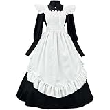 Abbdbd Klassisches Dienstmädchenkleid Für Damen, Langes Kleid Schwarzer Und Weißer Schürze, Lolita-haushälterin-Cosplay-kostüm, Japanische Dienstmädchenuniform, Kostüm