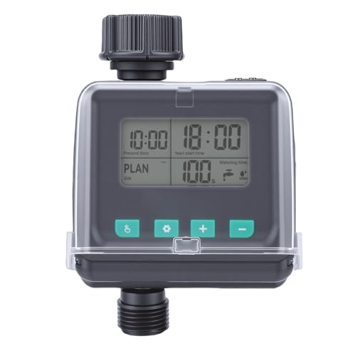 Hamwesh Temporizador de Aspersor, 1 Salida Programable, Retardo de Lluvia, Modo Manual, Temporizador de Manguera de Agua, de de Riego con Pantalla Digital y Conectores para Patio de Césped