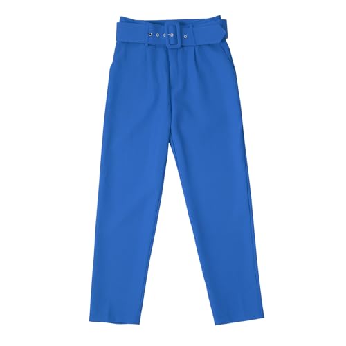 Pantalon large femme coton et lin bleu XXL imprimé léger fluide décontracté