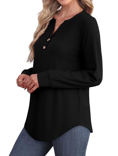 XIEERDUO Womens Long Sleeve Shirts Fall Tunic Tops Henley V Neck Blouses Dressy Casual 2025 Winter Trendy Clothes4
