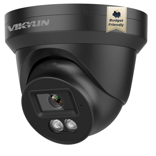 Image of VIKYLIN 8MP PoE IP Camera Outdoor,4K Security Turret Camera with Human /Vehicle Detection, 2.8mm Lens,98ft EXIR 2.0 Night Vision,4K@20fps,Built-in Mic,512GB Card Slot, Blue Iris, NDAA Compliant,Black
