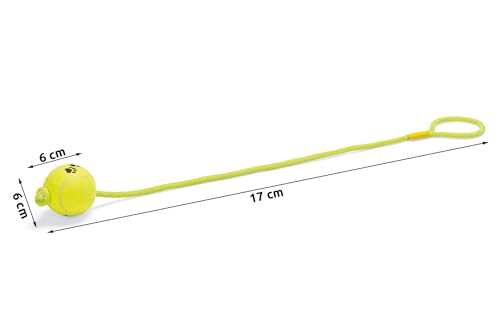 Karlie Tennisball mit Wurfseil, Hundespielzeug, Gummi/Beflockt, Gelb, 17x6x6 cm
