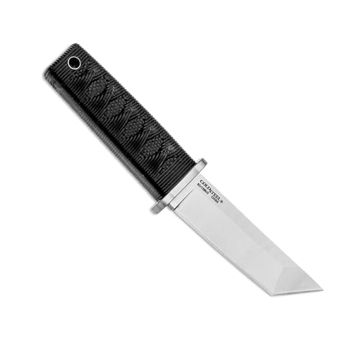 Image of Cold Steel Kyoto 3.25 inch Durable Compact 8Cr13MoV Stainless Steel Fixed Blade Tanto Outdoor Hunting Utility Knife, 3 3 /8 inch Textured Kray-Ex Handle, Sheath Included
