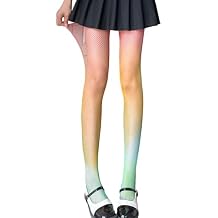 Gradients Rainbow Colorful Fishnet Tights for Women Candy Color Hollow Lace Pantyhose Stockings Leggings