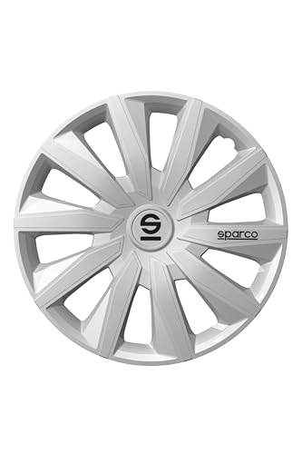 Sparco Satz von 4 Radkappen 15“. Modell Milano Silber. Sportliches Design für Ihre Autofelgen. Starke und haltbare Konstruktion.