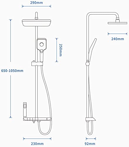 Système de douche thermostatique de luxe complet avec mitigeur et affichage LED - 5