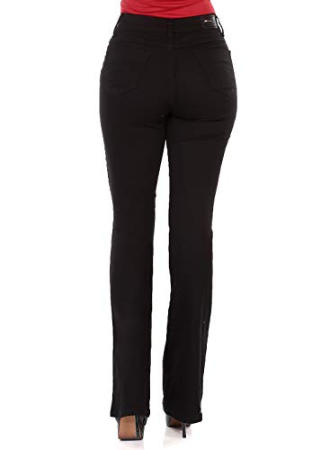Calça Boot Cut Cintura Alta, Feminino, Sawary Jeans, Black, 40