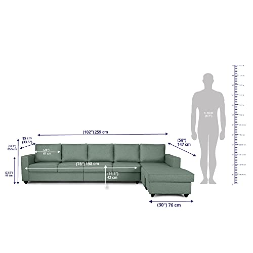 Image of Wakefit Sofa Set | 3 Year Warranty | Sofa 3 Seater, 3 Seater Sofa for Living Room, Wooden Sofa Set, 4 Seater + Right Aligned, Sofa for Living Room - Napper(Omega : Green)