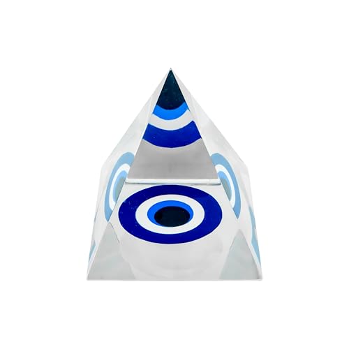 Image of Evil Eye Pyramid | 3-Inch | Protective Pyramid for Warding Off Negative Energy and Bringing Good Luck|Spiritual Decor for Home and Office