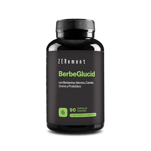 BerbeGlucid - Para Metabolizar el Exceso de Glucosa y Carbohidratos - Berberina, Morera, Canela, Cromo y Probiótico - 90 Cápsulas Veganas, Sin Aditivos, Sin Gluten, Sin GMO