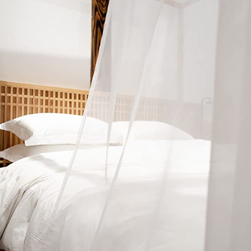 Linentalks White Canopy Bed Scarf For Queen & Full Bed, Luxury Queen Canopy Bed Curtains, White Canopy Bed Drapes, Four Post Bed Canopy Drapes, Sheer Bed Canopy Scarf 1 Pc 52X228 Bed Tulle Canopy #TOP6