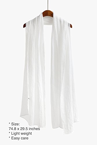 Jeelow Cotton Feel Scarf Shawl Wrap Soft Lightweight Scarves And Wraps For Men Women, White, Medium - Image 3