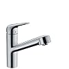 hansgrohe Küchenarmatur (Wasserhahn Küche 120° schwenkbar, hoher ausziehbarer Auslauf 150mm, Standardanschlüsse) Chrom