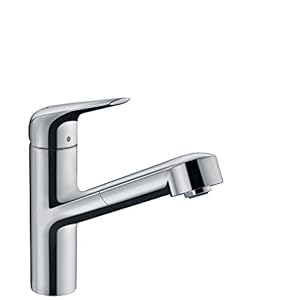 hansgrohe Küchenarmatur (Wasserhahn Küche 120° schwenkbar, hoher ausziehbarer Auslauf 150mm, Standardanschlüsse) Chrom