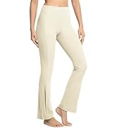 icyzone Women's Bootcut Yoga Pants, Ribbed Tummy Control Workout Flare Leggings for Gym Running L...