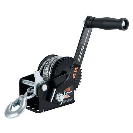 AC-DK 600lbs Heavy Duty Boat Trailer Winch with 19FT Strap, 2-Way Ratchet & 3.2:1 Gear Trailer Winch, Portable Hand Crank Winch for Boat, Truck, Trailer, RV, ATV, Jet Ski
