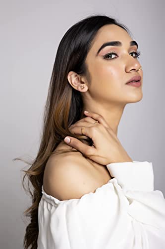 KuberBox 18KT Yellow Gold Diamond Eser Floral Stud Earrings for Women - Image 6