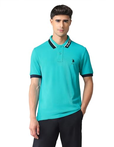 Image of U.S. POLO ASSN. Solid Slim Fit Polo T Shirts for Men - 100% Cotton, Half Sleeves Mens Tshirt