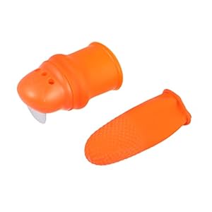 Yardwe 1Pc Decoreren Gereedschap Sinaasappelschiller Tool Thumb Protector Vinger Plant Cutter Plant Plukken Vinger Mes Snoeischaar Blade Splitter Vinger Guard Bloem Schaar Orange
