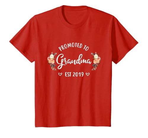 Promoted to Grandma Est 2019 Mothers Day New Grandma T-Shirt T-Shirt, Youth, Red, Large
