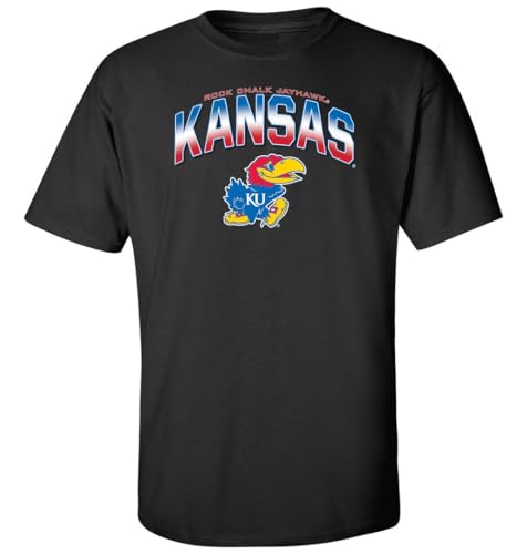 CornBorn KU Shirt Men - Kansas Shirt - Kansas Jayhawks Apparel Mens - Full Color Fade Primary Logo - Black - XL