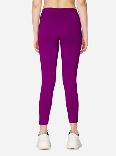 Image of VSTAR PL02 Women Ankle Length Stretchable Slim Fit Leggings with Secured Side Pocket | Moisture-Wicking | Soft Waistband & Cotton-Elastane Fabric | S | Plum