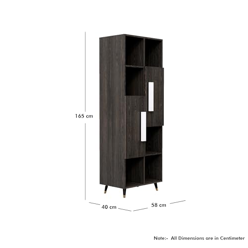 Image of Bniture Bookshelf for Home | Engineered Wood Book Shelf with 2 Door & 6 Shelf | Open Book Shelf Stand for Library | Multipurpose Display Organizer for Living Room, Study & Office | Flower Wenge
