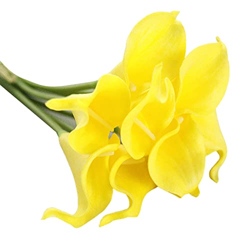 Curfair Artificial Plant Fake Flower Exquisite 1Pc Artificial Calla Lily Flower Bridal Bouquet Wedding Home Romantic Decor Fake Calla Lily Flower Vivid For Home-Yellow #TOP12