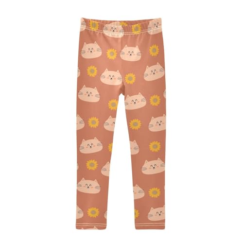 Girls Leggings Cute Cartoon Cats and Sunflowers Toddler Girls Clothes Leggings for Girls Toddler Girls Leggings 3-4T