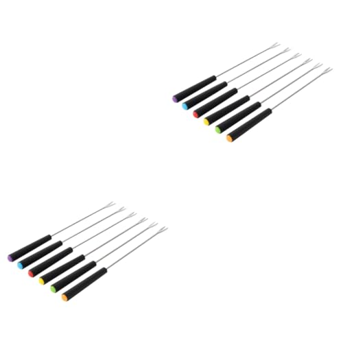 MUCKLILY 2sets Fondue Forks Dessert Fruit Forks for Chocolate Dipping Kitchen Gadgets for Parties Weddings Everyday Use 6pcs*2