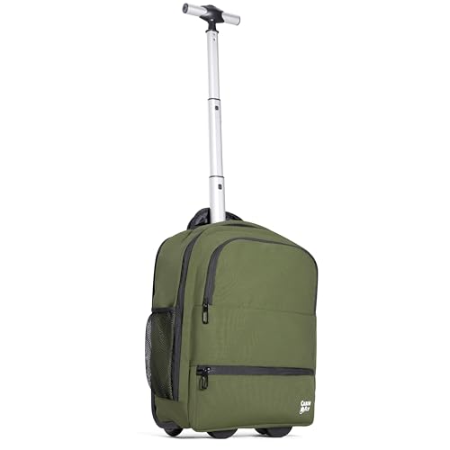 CabinFly Aircruiser Hybrid 40 x 30 x 20 cm Rucksack Trolley mit Rollen Ryanair Handgepäck Wizzair Kabinengepäck Reiserucksack Flugzeug Carry-On (Grün, 40x30x20cm - mit Rädern)