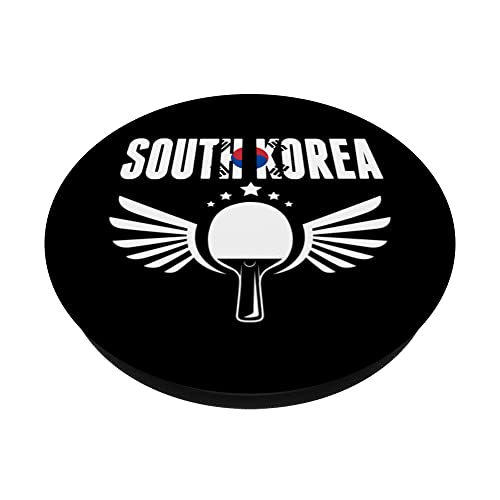 South Korea Ping Pong Lovers Korean Table Tennis Supporters PopSockets Swappable PopGrip, Black - Image 2