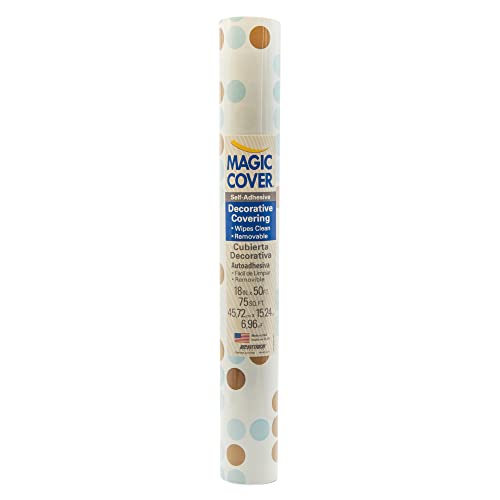 Image of Magic Cover Adhesive Vinyl Paper, Multi-Functional Shelf Liner for Lining Drawers and Shelves, Waterproof and Durable, 18 inch x 50', Polka Blue