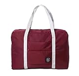 Spirit Airlines Approved 18x14x8 Foldable Travel Duffel Bag - Personal Item Tote, Carry-on Luggage for Women & Men, Overnight Travel Essentials, (Burgundy)