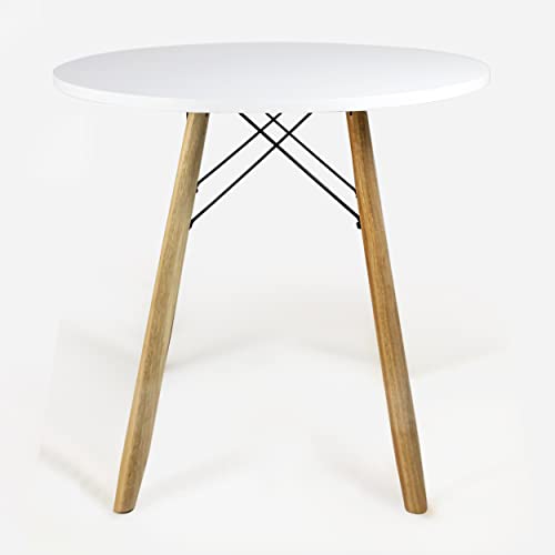 Mesa Eiffel Branca Redonda 70cm Sala D Jantar Pés Palito Wood