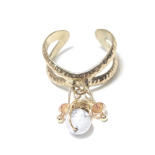 Bague Anse Howlite anti-ternissement en acier inoxydable
