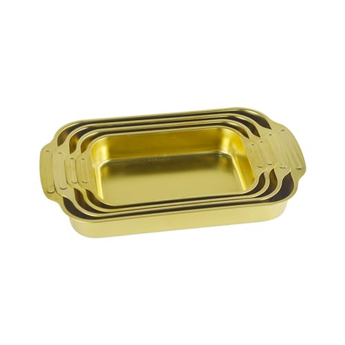 Cookware Set,1PCS Stainless Steel Tray Stainless Steel Roaster/Roasting Pan with Handles Fish Baking Tray(Gold,45 CM)