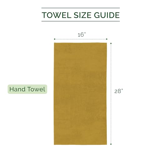 Image of Elegant Comfort 100% Turkish Cotton 4 Lines Viscose Stripe Luxury 4 Pack Hand Towel Set - Ultra Absorbent and Soft 16 x 28 Inch Premium Hotel Spa Quality Towels for Everyday Bath Use, Gold